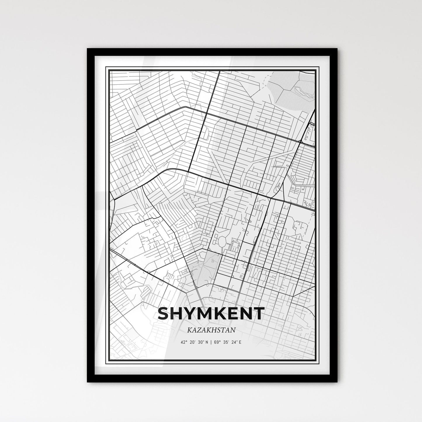 Shymkent Kazakhstan - Scandinavian Style City Map for Modern Home Decor