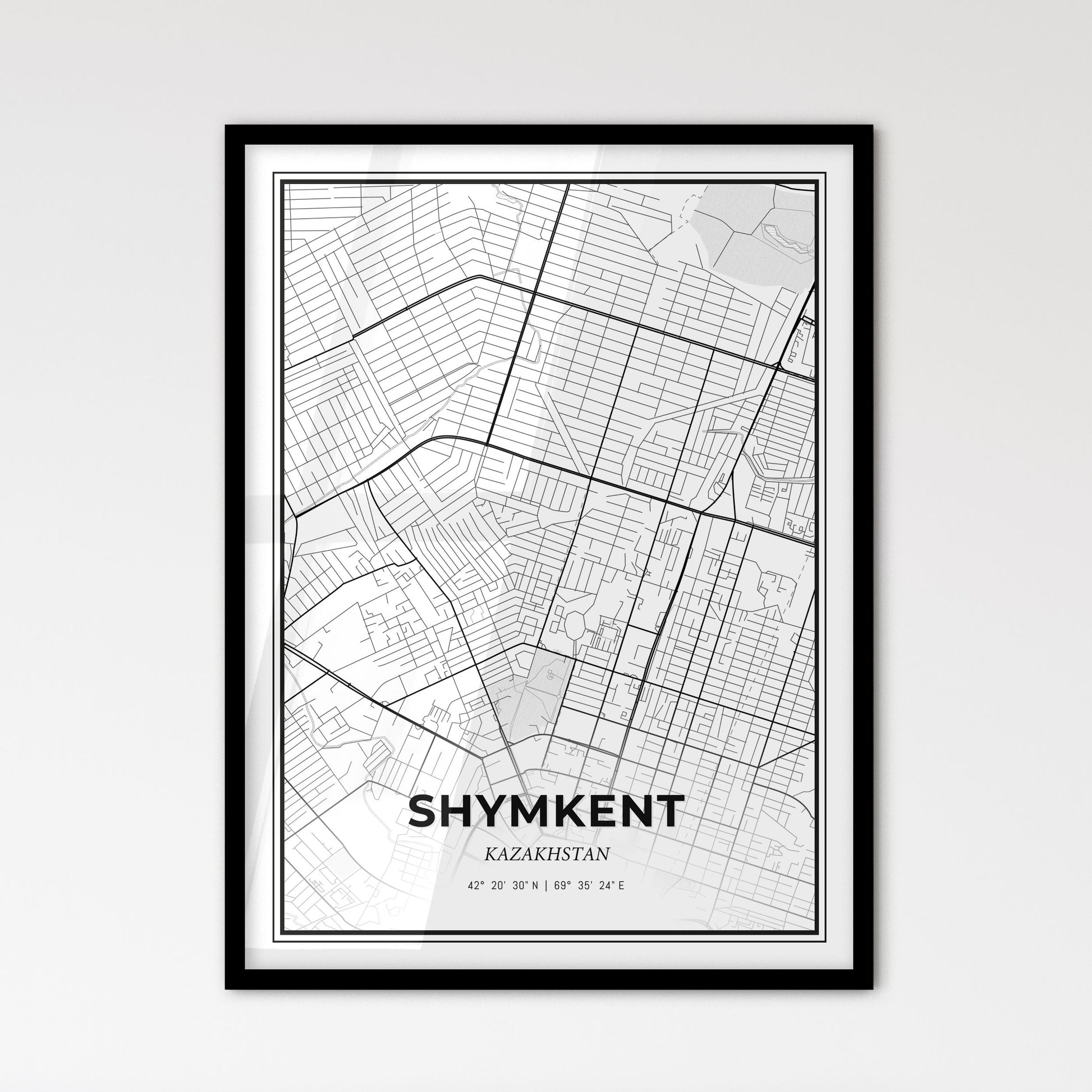 Shymkent Kazakhstan - Scandinavian Style City Map for Modern Home Decor