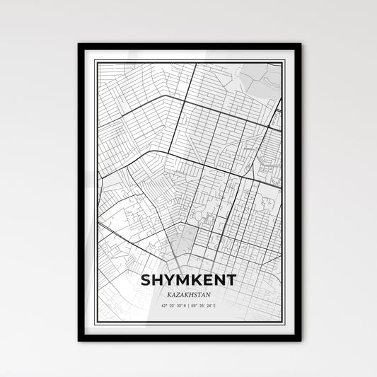 Shymkent Kazakhstan - Scandinavian Style City Map for Modern Home Decor