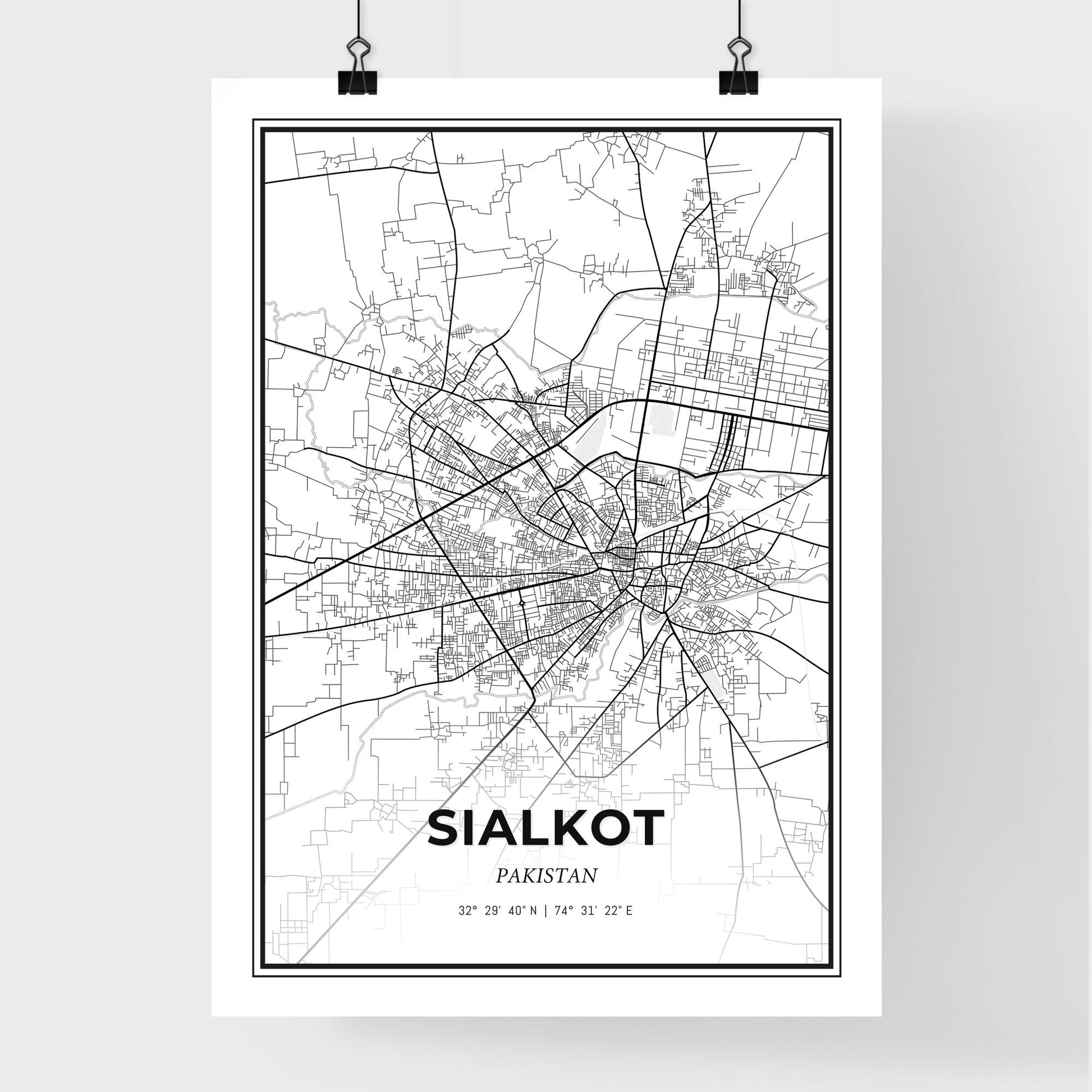 Sialkot Pakistan - Premium City Map Poster