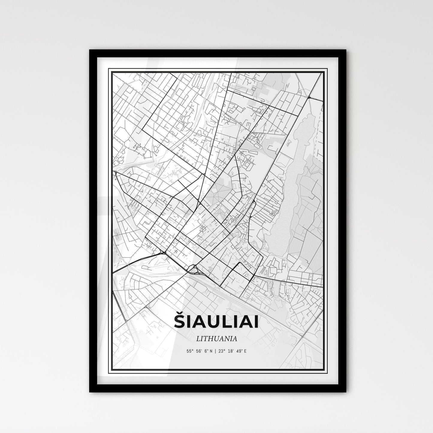 Šiauliai Lithuania - Scandinavian Style City Map for Modern Home Decor