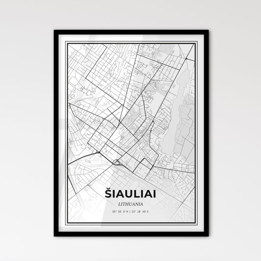 Šiauliai Lithuania - Scandinavian Style City Map for Modern Home Decor