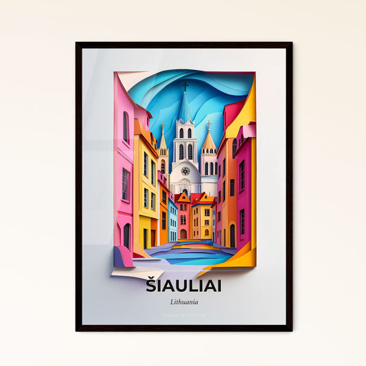 Vivid Šiauliai, Lithuania - a colorful city scene with a church and a river