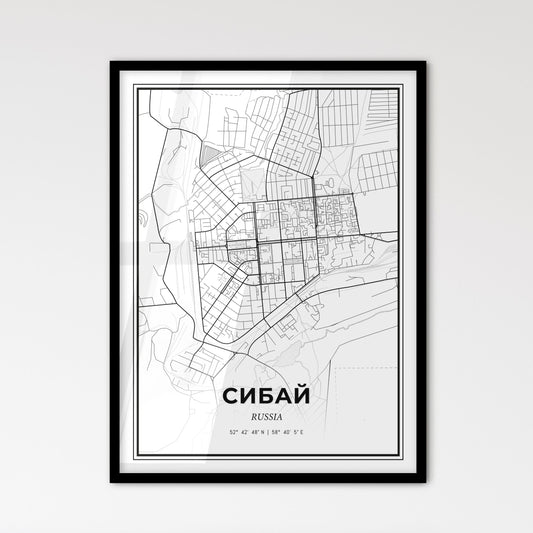 Sibay Russia - Scandinavian Style City Map for Modern Home Decor