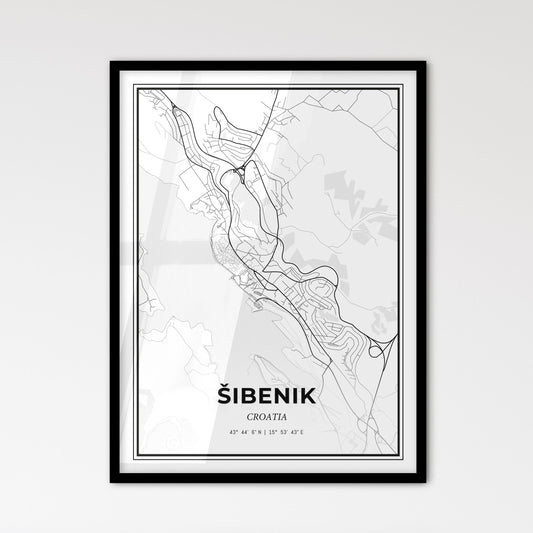 Šibenik  Croatia - Scandinavian Style City Map for Modern Home Decor