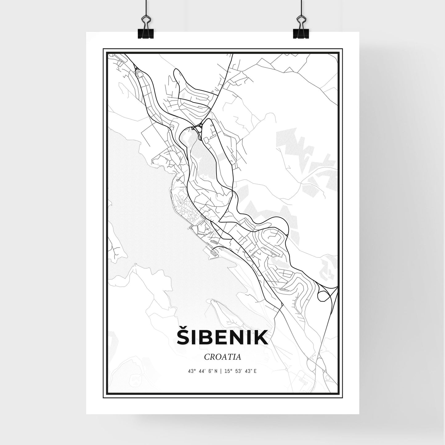 Šibenik  Croatia - Premium City Map Poster