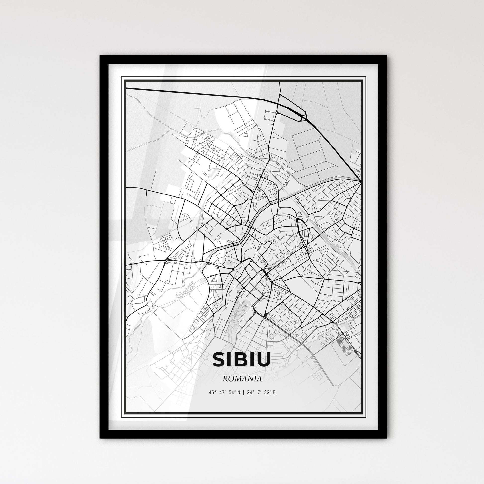 Sibiu Romania - Scandinavian Style City Map for Modern Home Decor