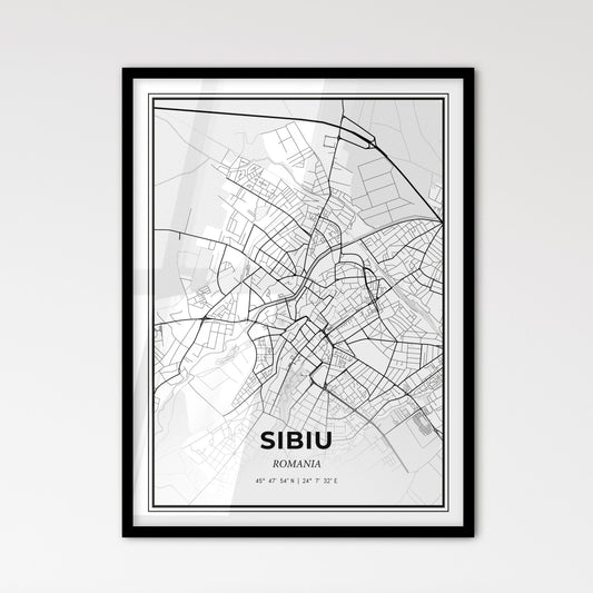 Sibiu Romania - Scandinavian Style City Map for Modern Home Decor