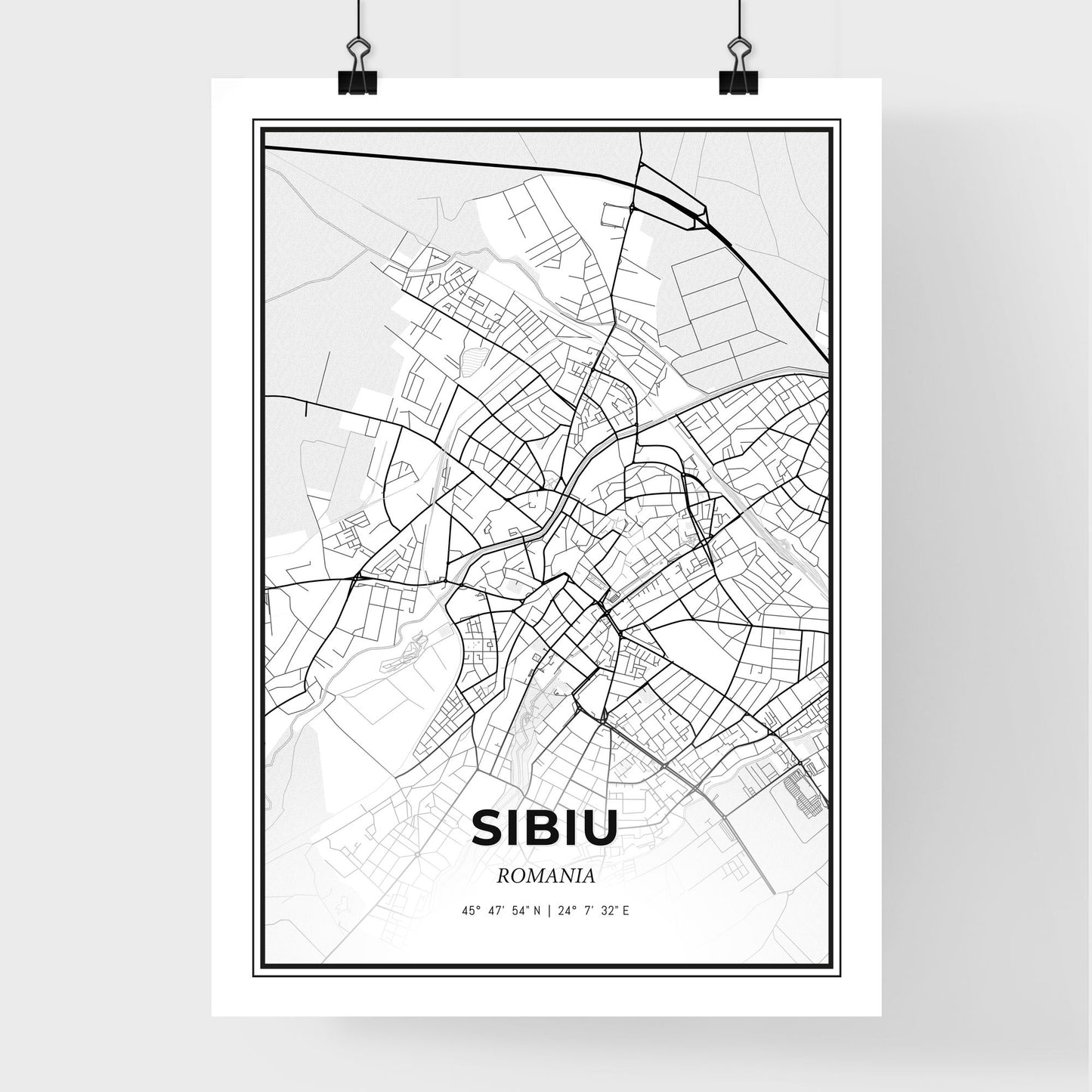 Sibiu Romania - Premium City Map Poster