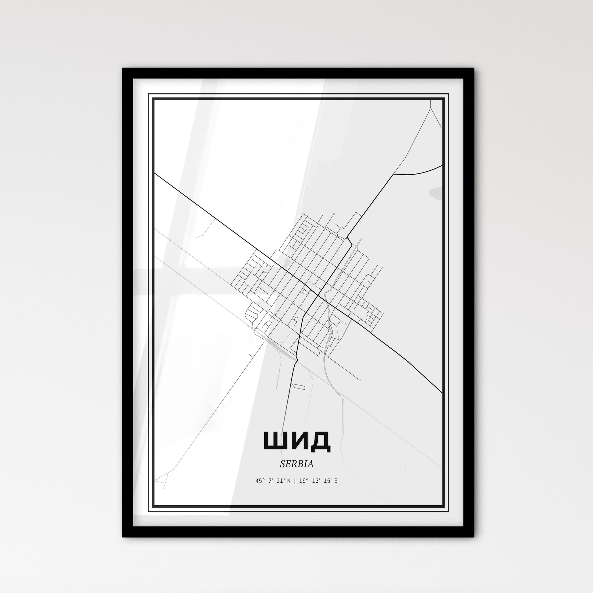 Šid Serbia - Scandinavian Style City Map for Modern Home Decor