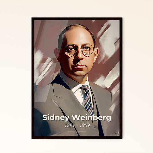 Portrait of Sidney Weinberg, 1891 - 1969. Impressionistic painting of a man in a suit and tie.