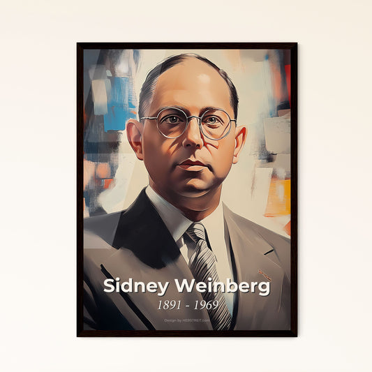 Portrait of Sidney Weinberg, 1891 - 1969. Impressionistic painting of a man in a suit and tie.