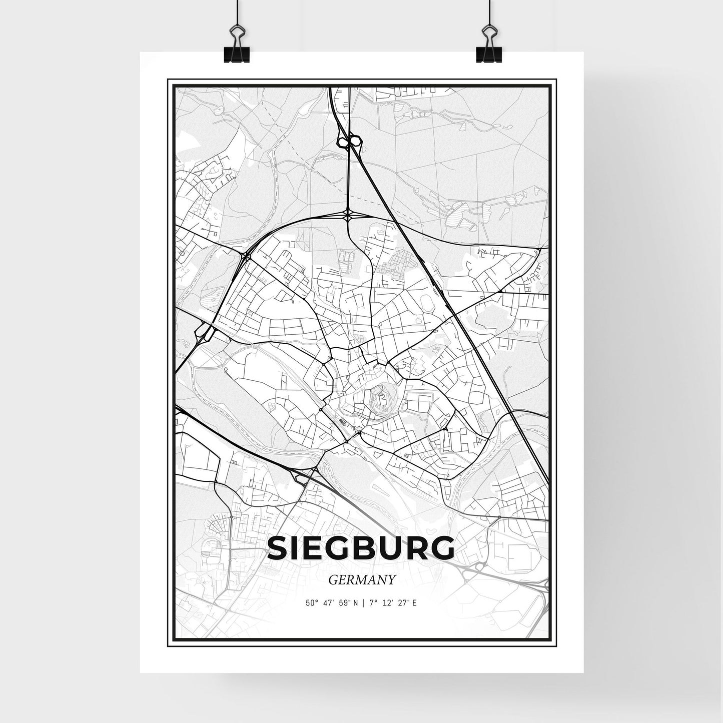 Siegburg Germany - Premium City Map Poster