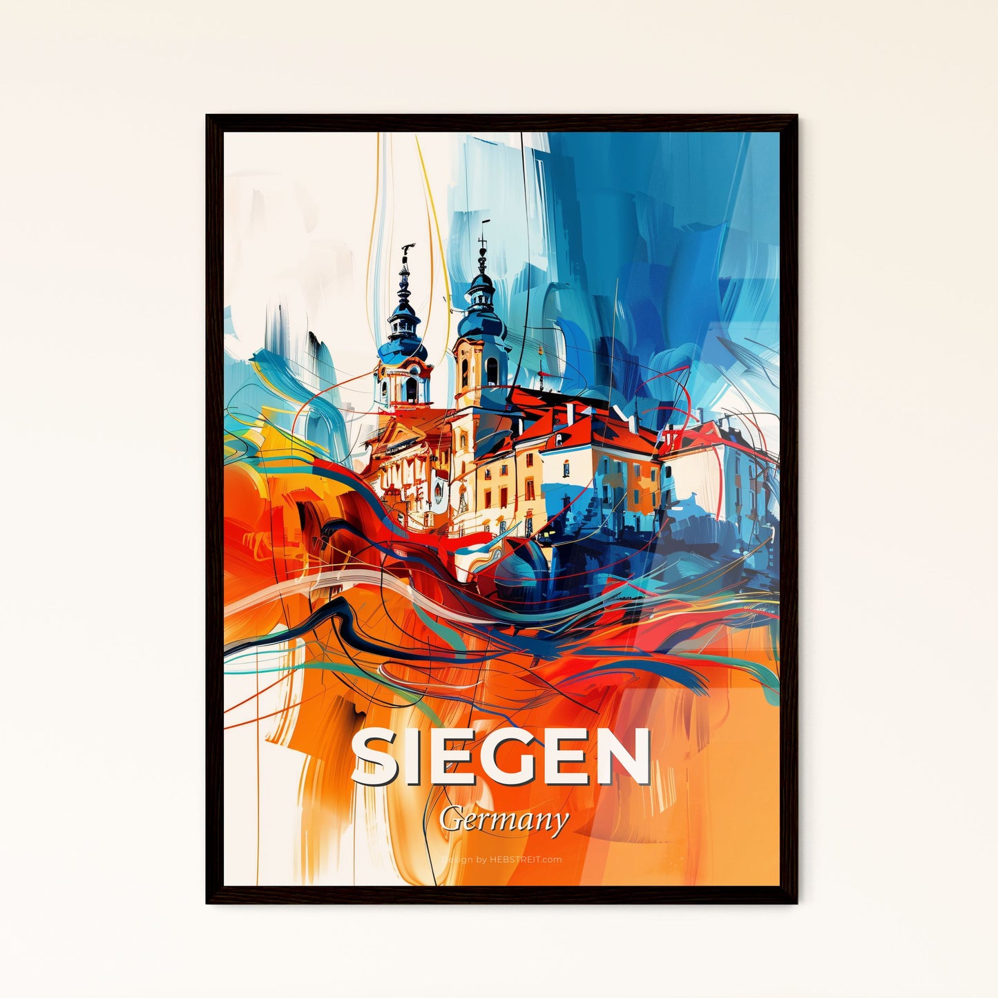 Vibrant Siegen, Germany - A Painting Of A Building