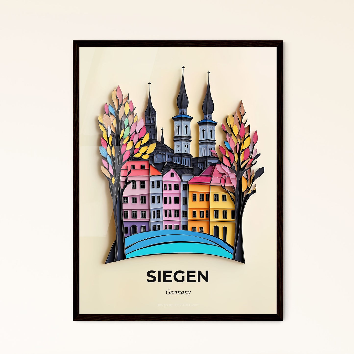 Vivid Siegen, Germany - a paper cut of a city with a river