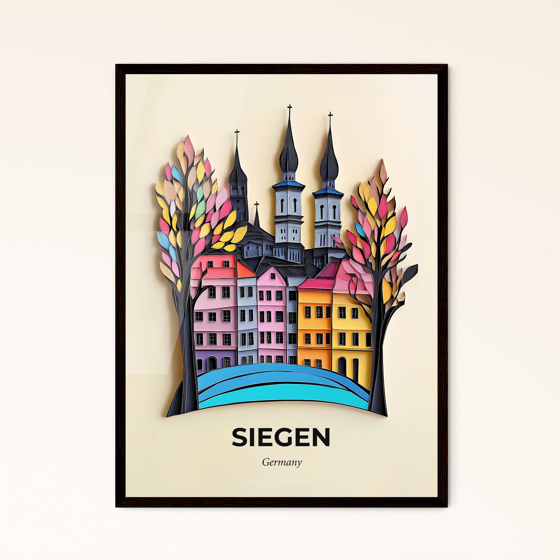 Vivid Siegen, Germany - a paper cut of a city with a river