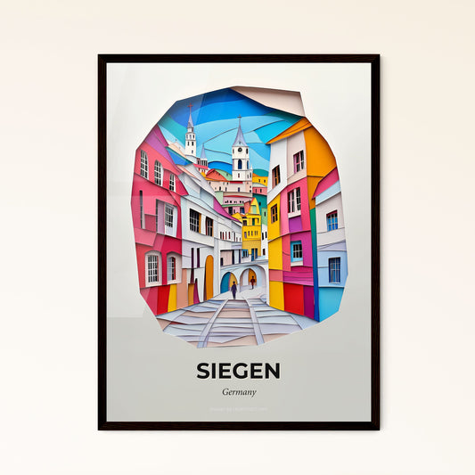 Vivid Siegen, Germany - a paper cut of a city with a person walking down the street