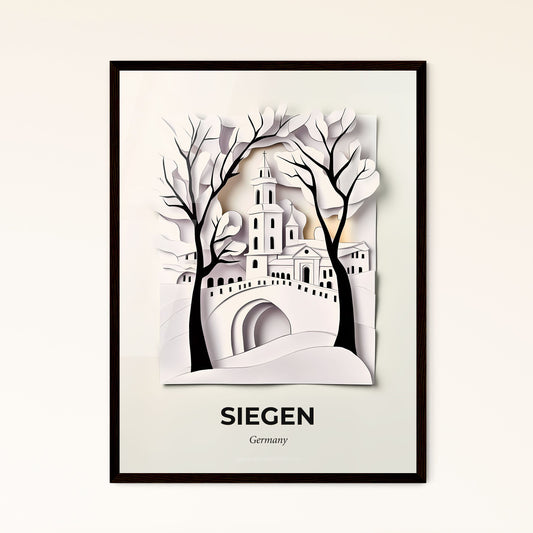 Vivid Siegen, Germany - a paper cut of a castle and trees