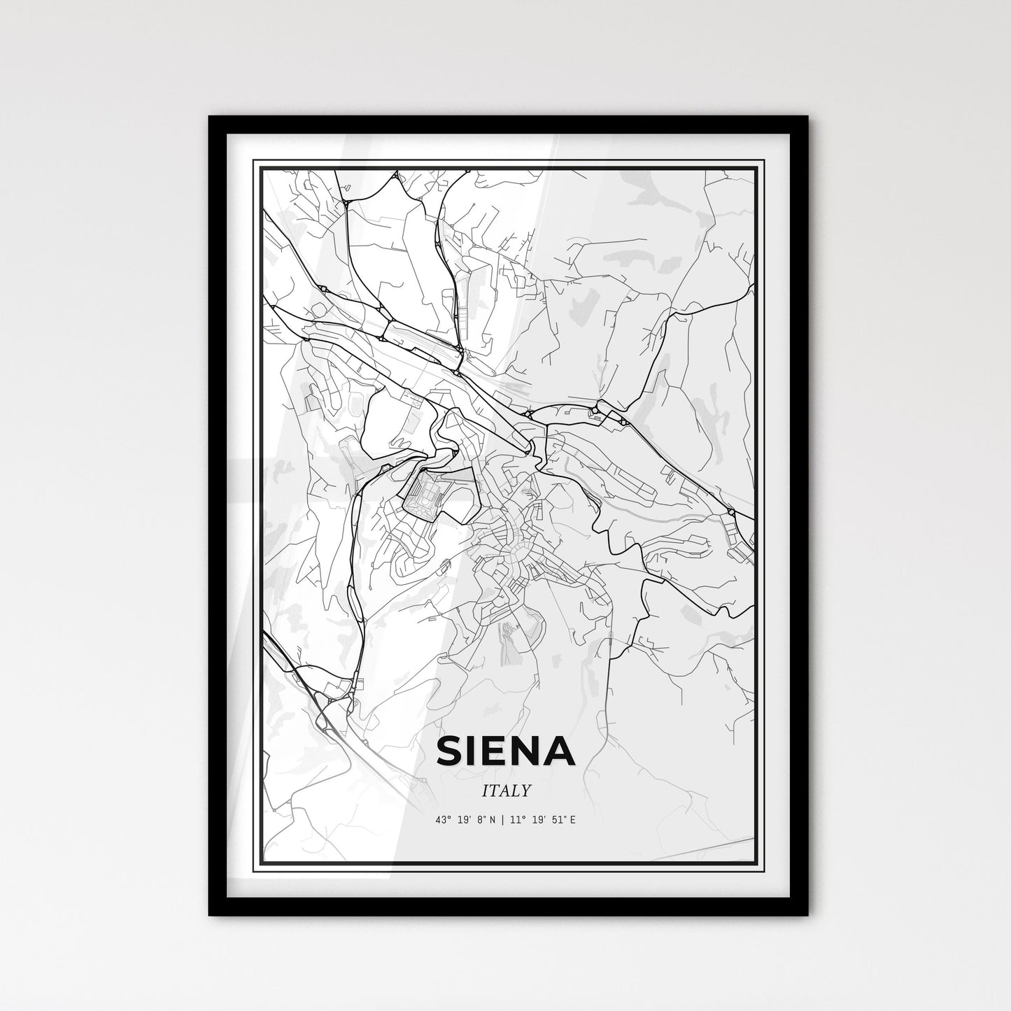 Siena Italy - Scandinavian Style City Map for Modern Home Decor