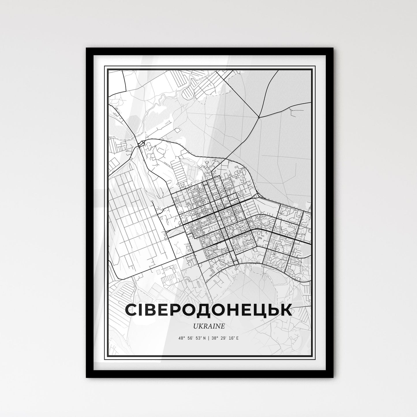 Sieverodonetsk Ukraine - Scandinavian Style City Map for Modern Home Decor