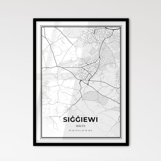 Siġġiewi Malta - Scandinavian Style City Map for Modern Home Decor