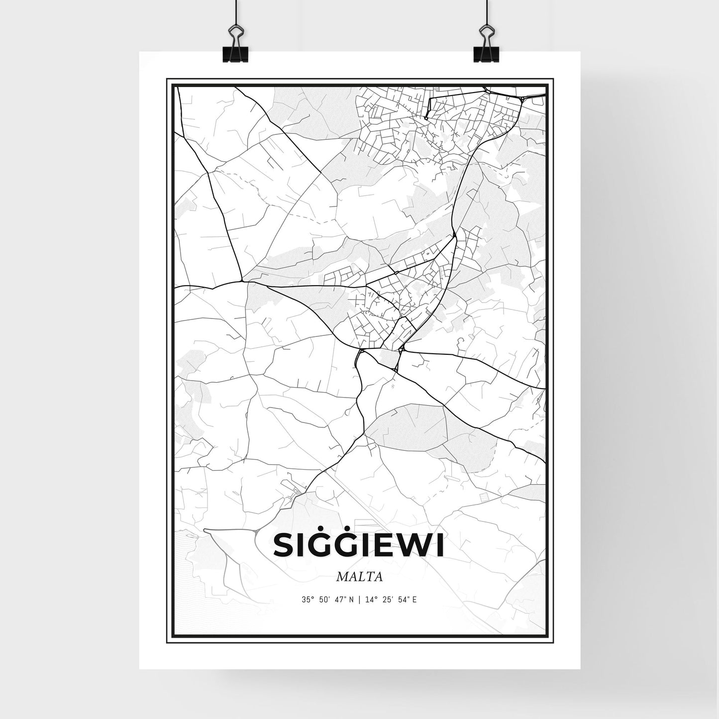 Siġġiewi Malta - Premium City Map Poster