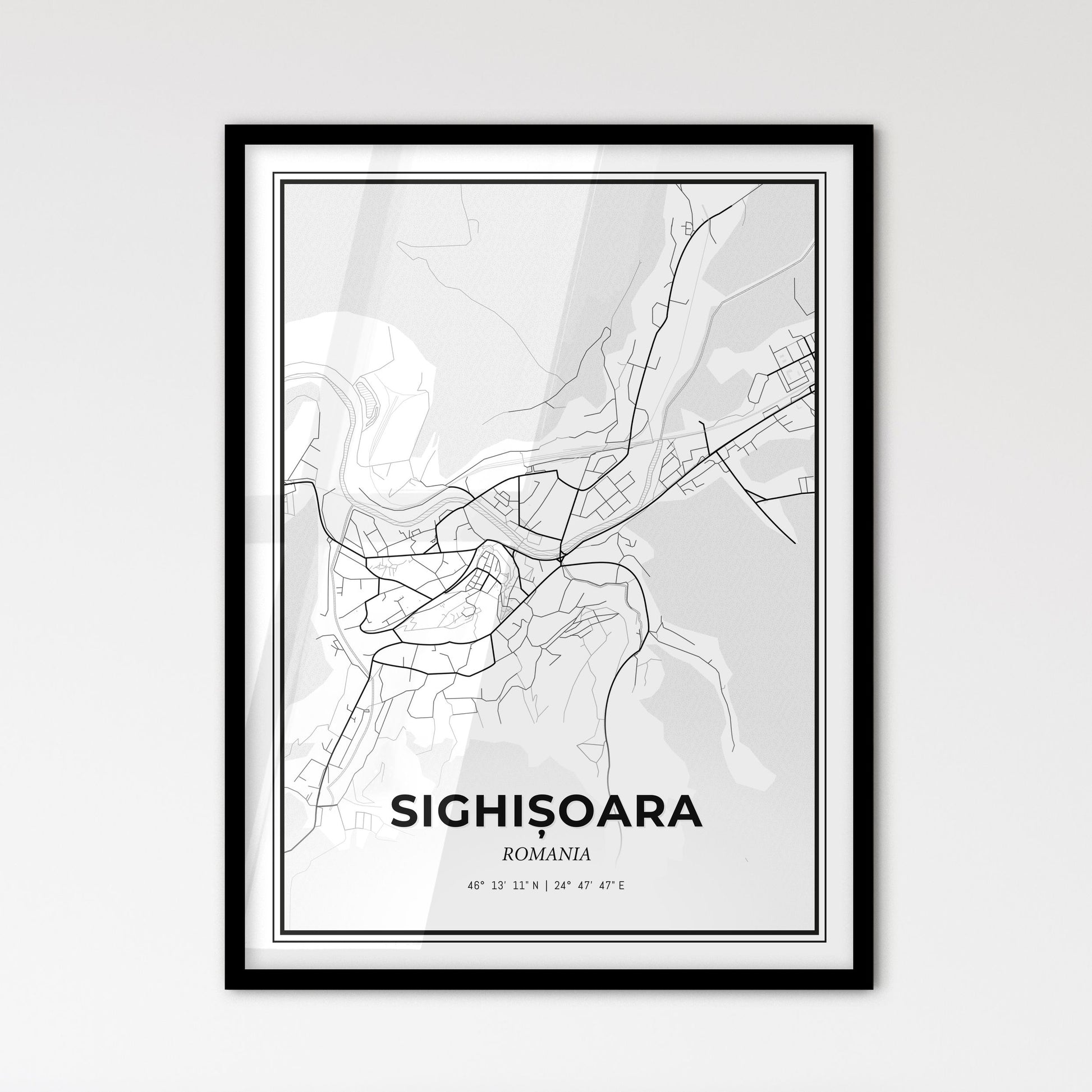 Sighișoara Romania - Scandinavian Style City Map for Modern Home Decor