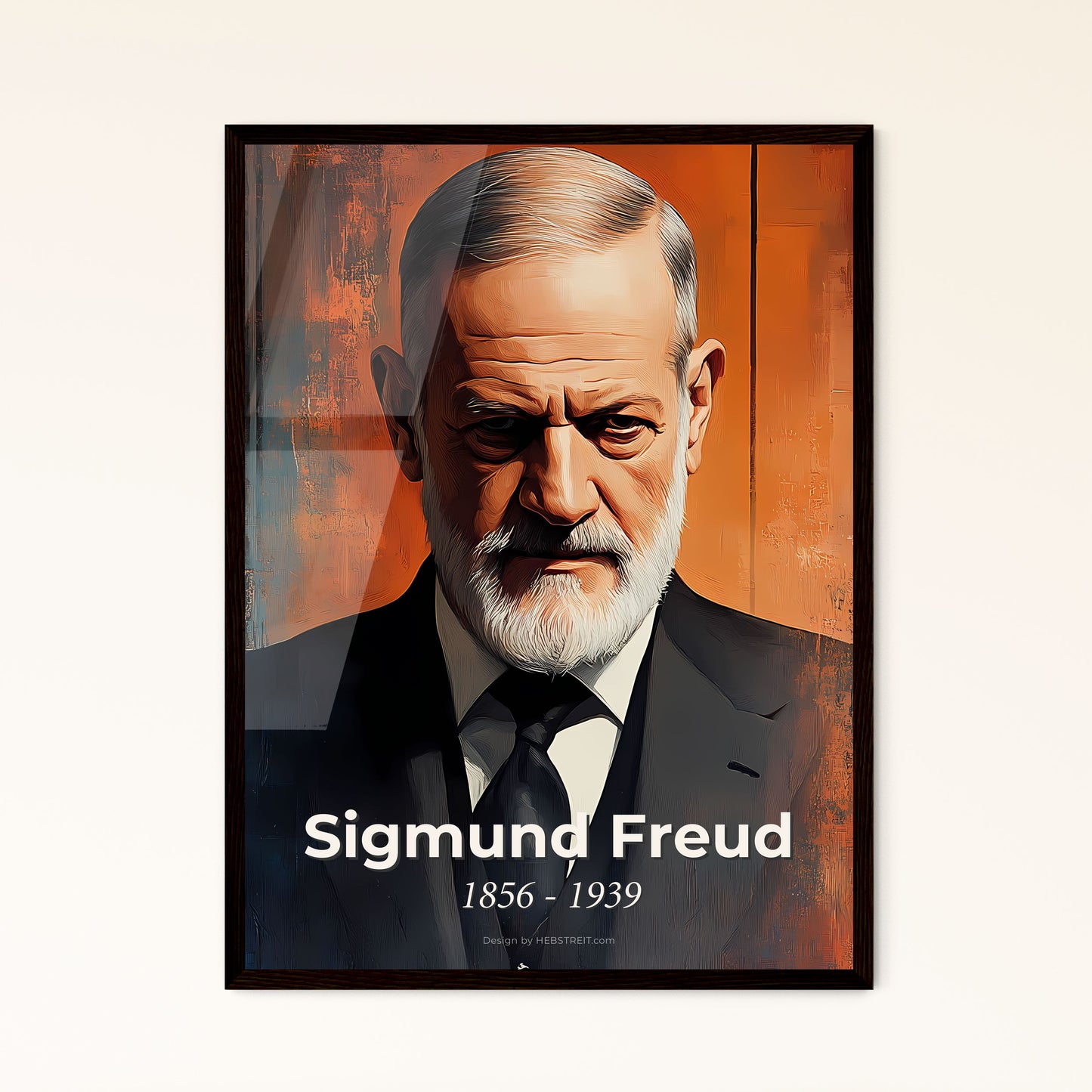 Portrait of Sigmund Freud, 1856 - 1939. Impressionistic painting of a man in a suit.