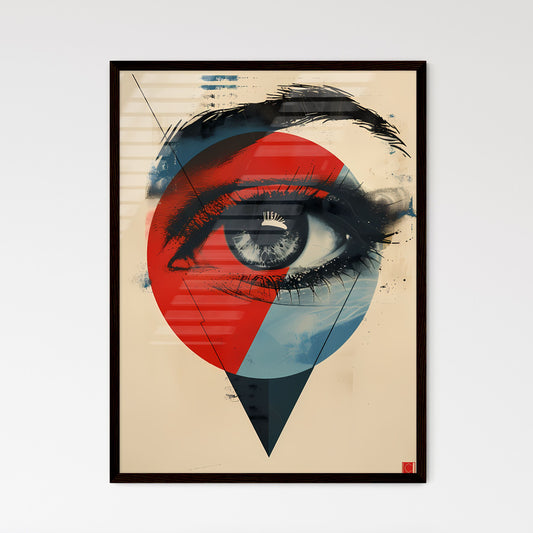 Abstract Bauhaus Eye Poster: Minimalist Vintage German Romantic Art, Light Red and Blue, Poster Canvas, Streamlined Design, Vibrant Painting Art Focus Default Title