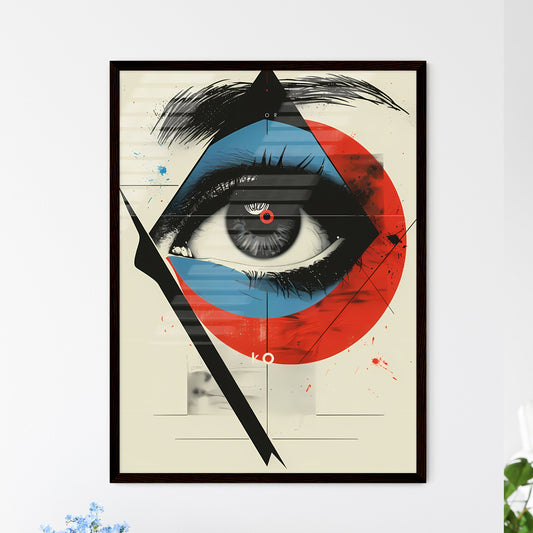 Bauhaus Eye Poster: Vintage Minimalism, German Romanticism, Flat Graphic, Concert Art, Red Blue Canvas, Streamlined Design Default Title