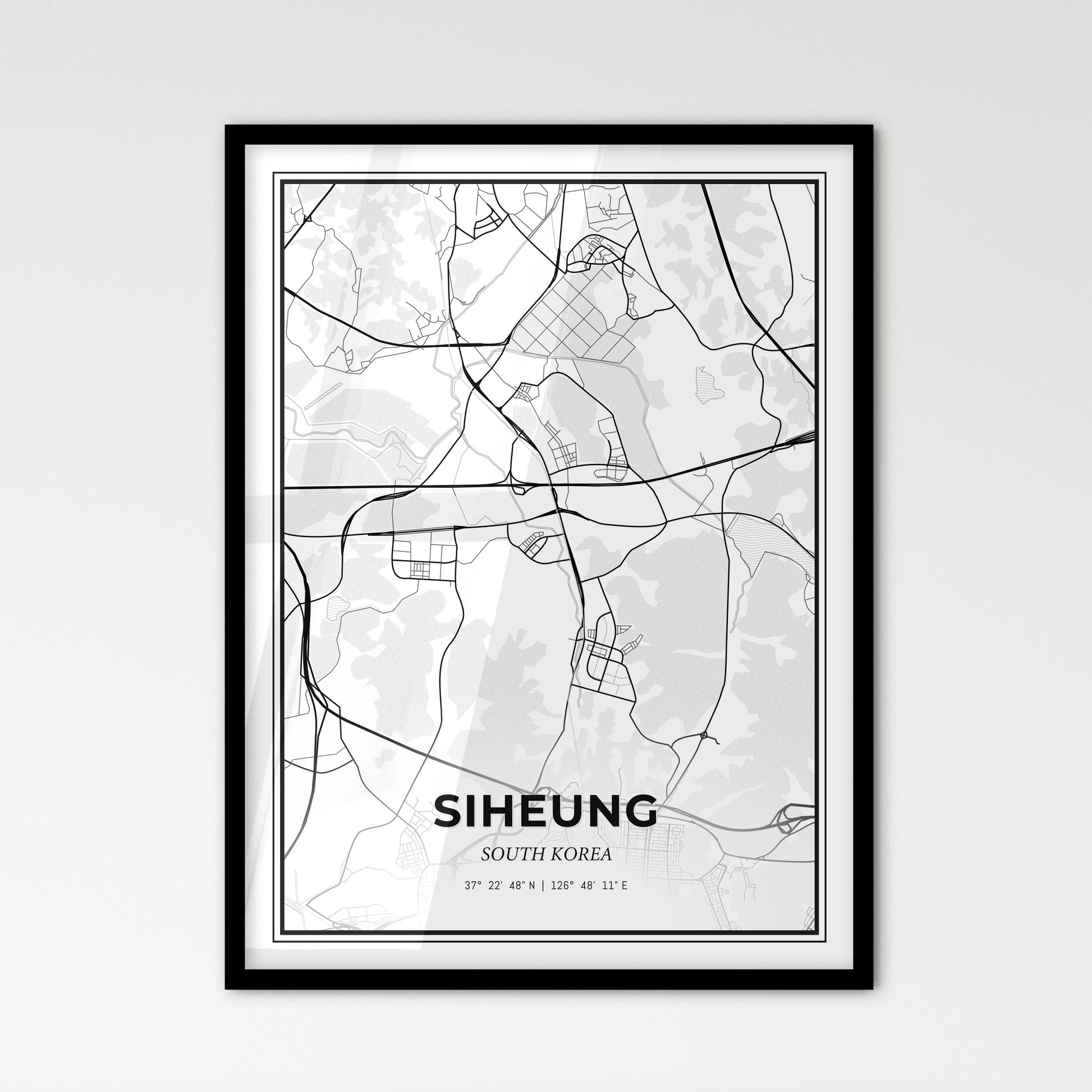 Siheung South Korea - Scandinavian Style City Map for Modern Home Decor