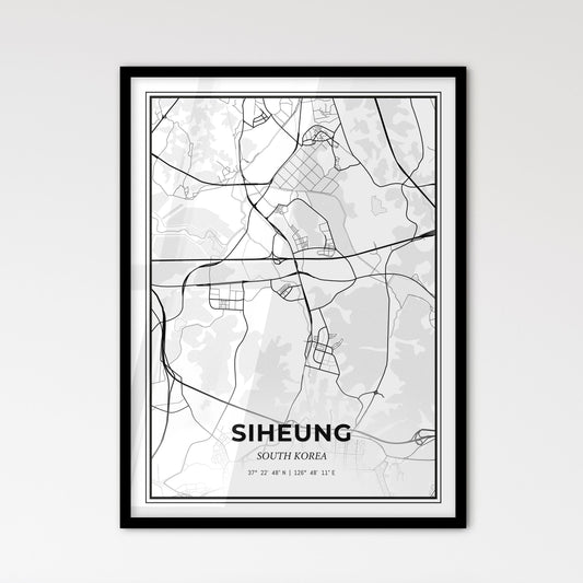 Siheung South Korea - Scandinavian Style City Map for Modern Home Decor