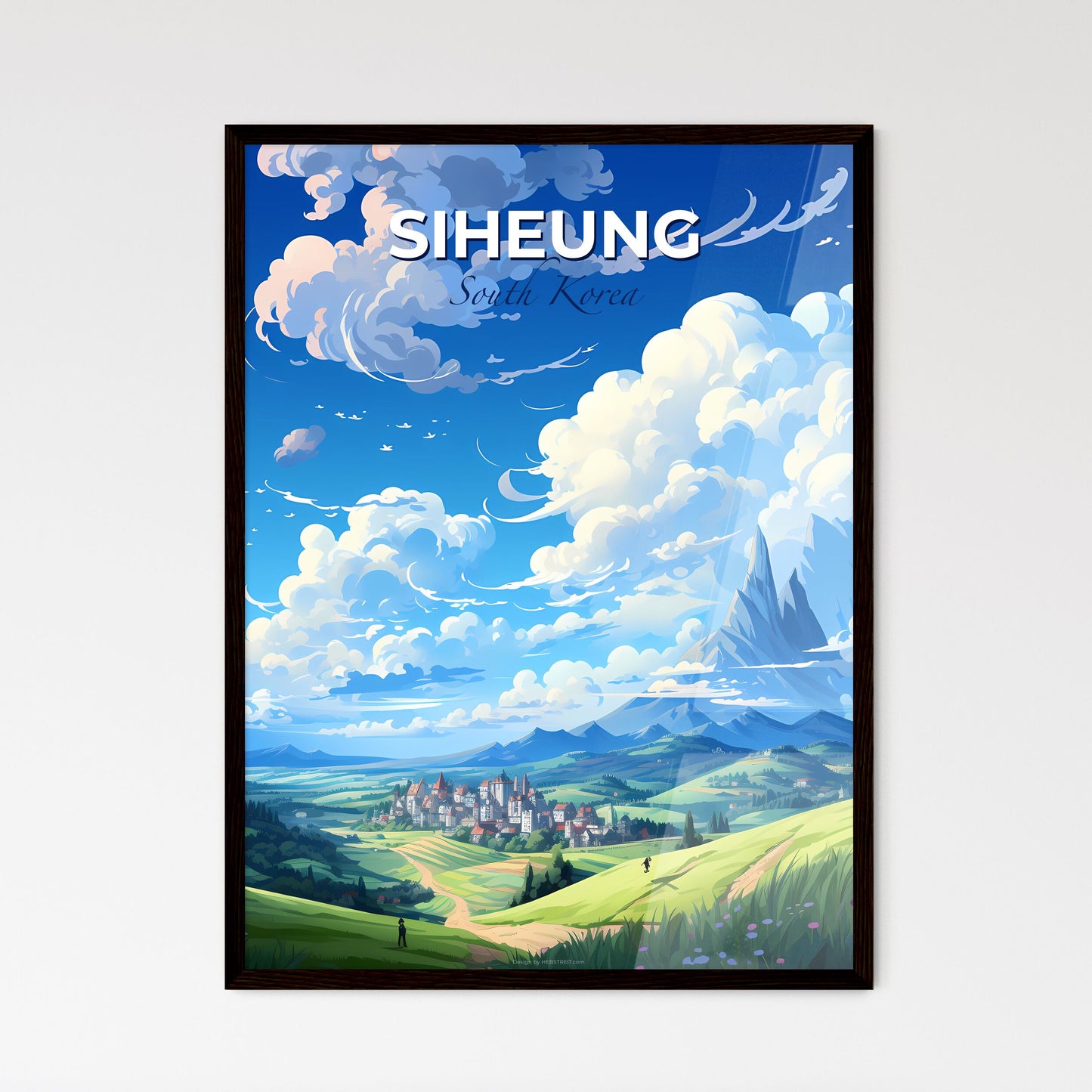 Colorful Art Painting of Siheung South Korea City Skyline with Mountains Default Title