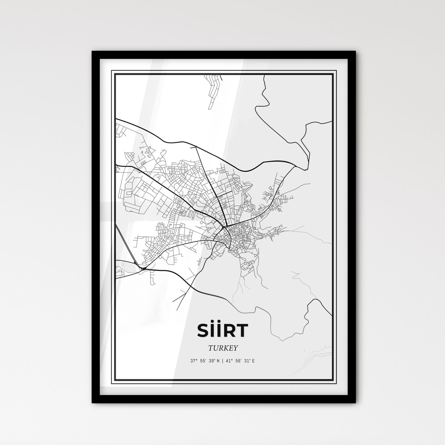 Siirt Turkey - Scandinavian Style City Map for Modern Home Decor