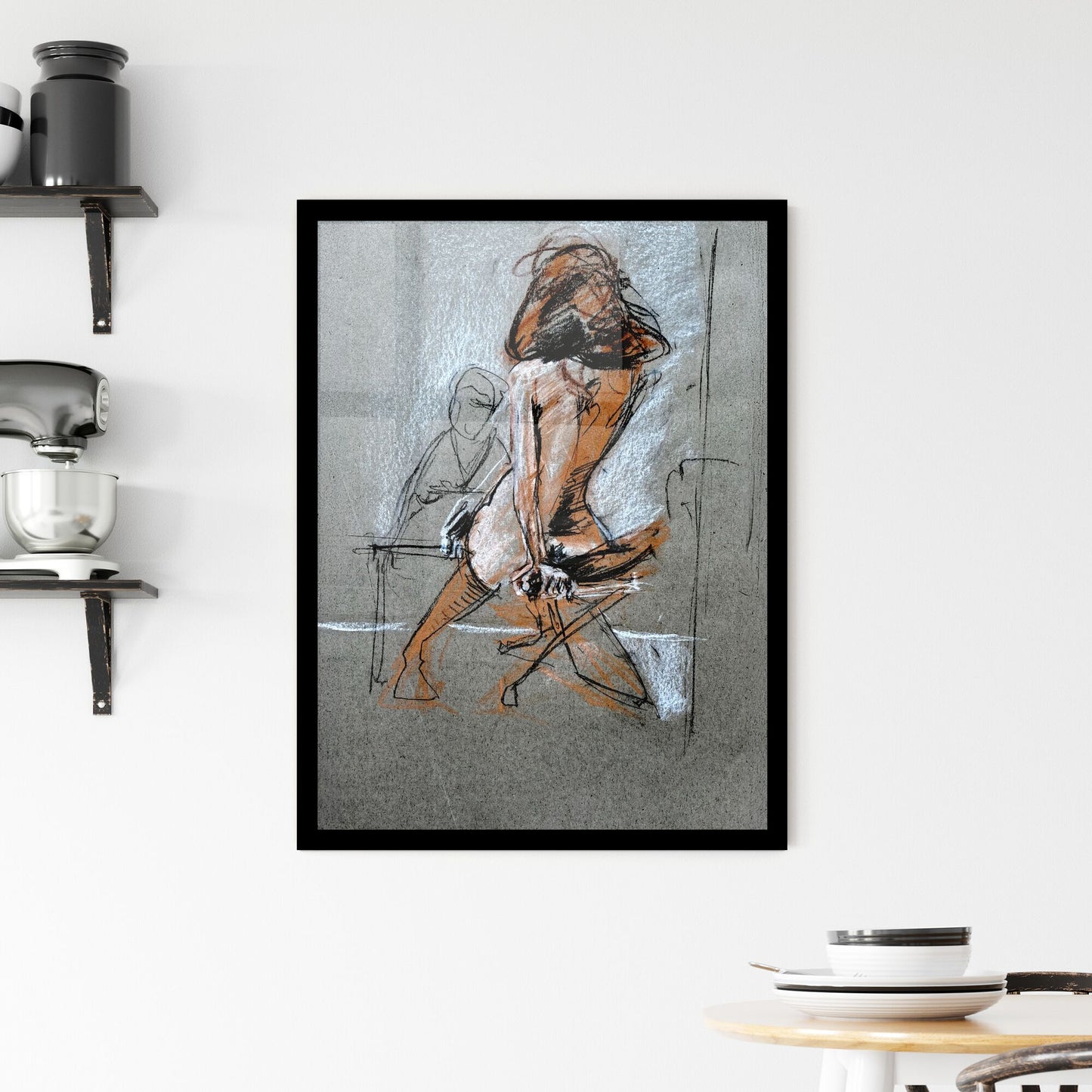 Silent Conversations: Forms Intertwined in Raw Expression and Emotion Framed Print