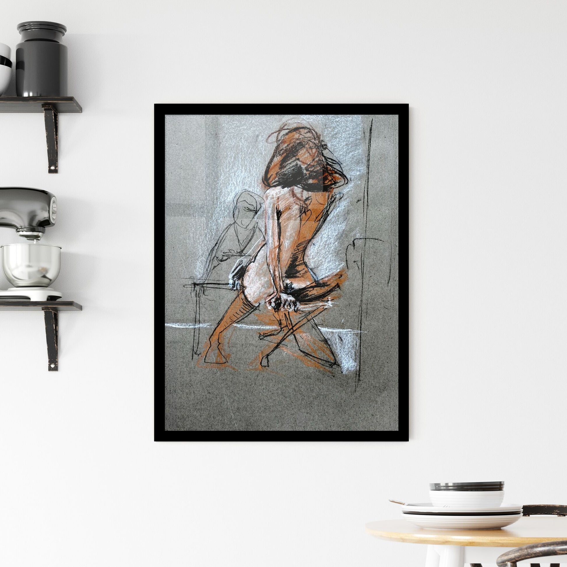 Silent Conversations: Forms Intertwined in Raw Expression and Emotion Framed Print