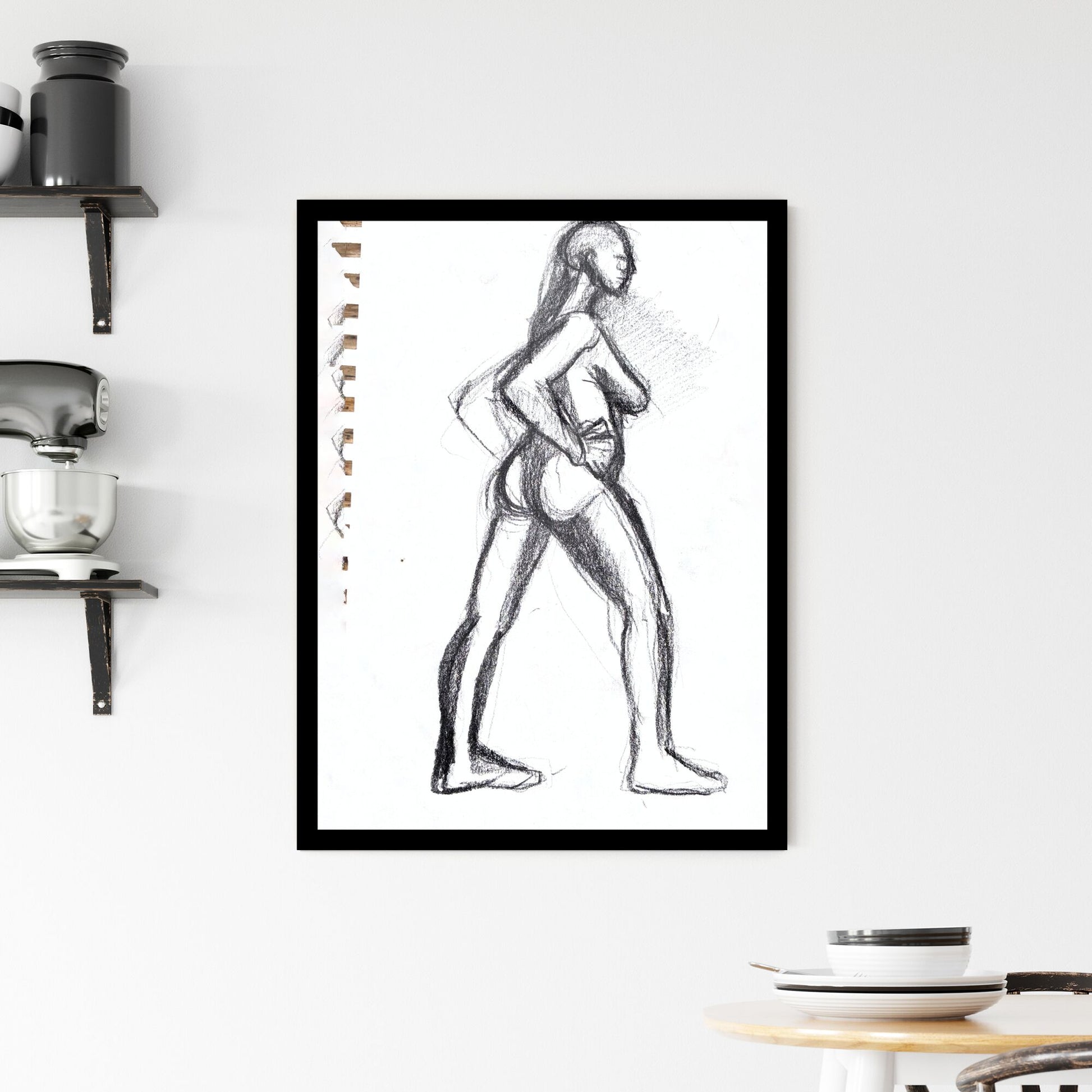 Silhouette of Strength: A Study in Bold Contours and Lines Framed Print