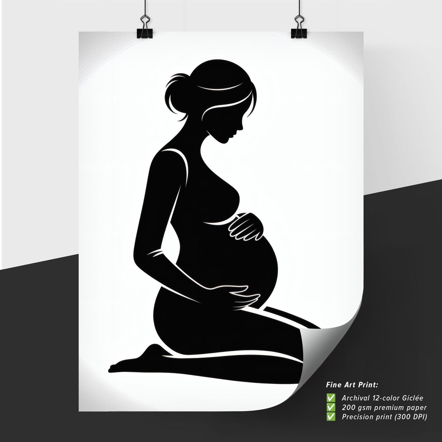 Silhouette of a Pregnant Woman Embracing Her Baby Bump in Soft Light