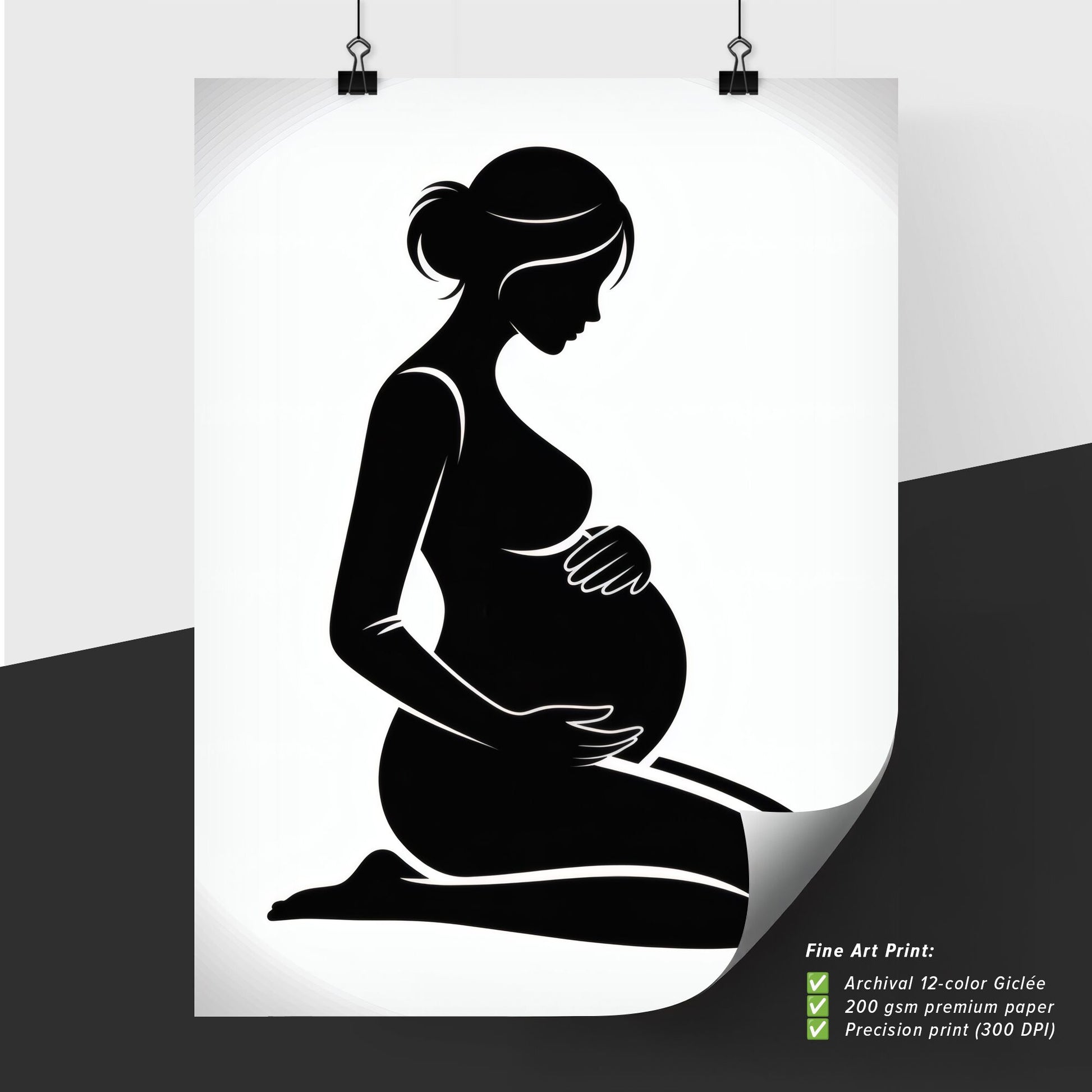 Silhouette of a Pregnant Woman Embracing Her Baby Bump in Soft Light