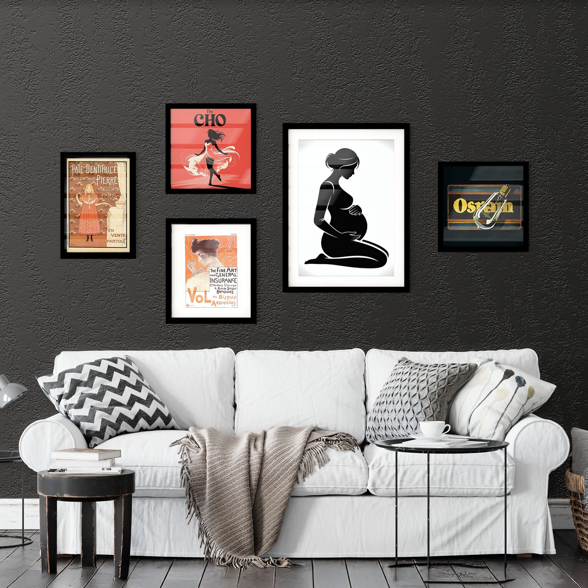 Silhouette of a Pregnant Woman Embracing Her Baby Bump in Soft Light Collection