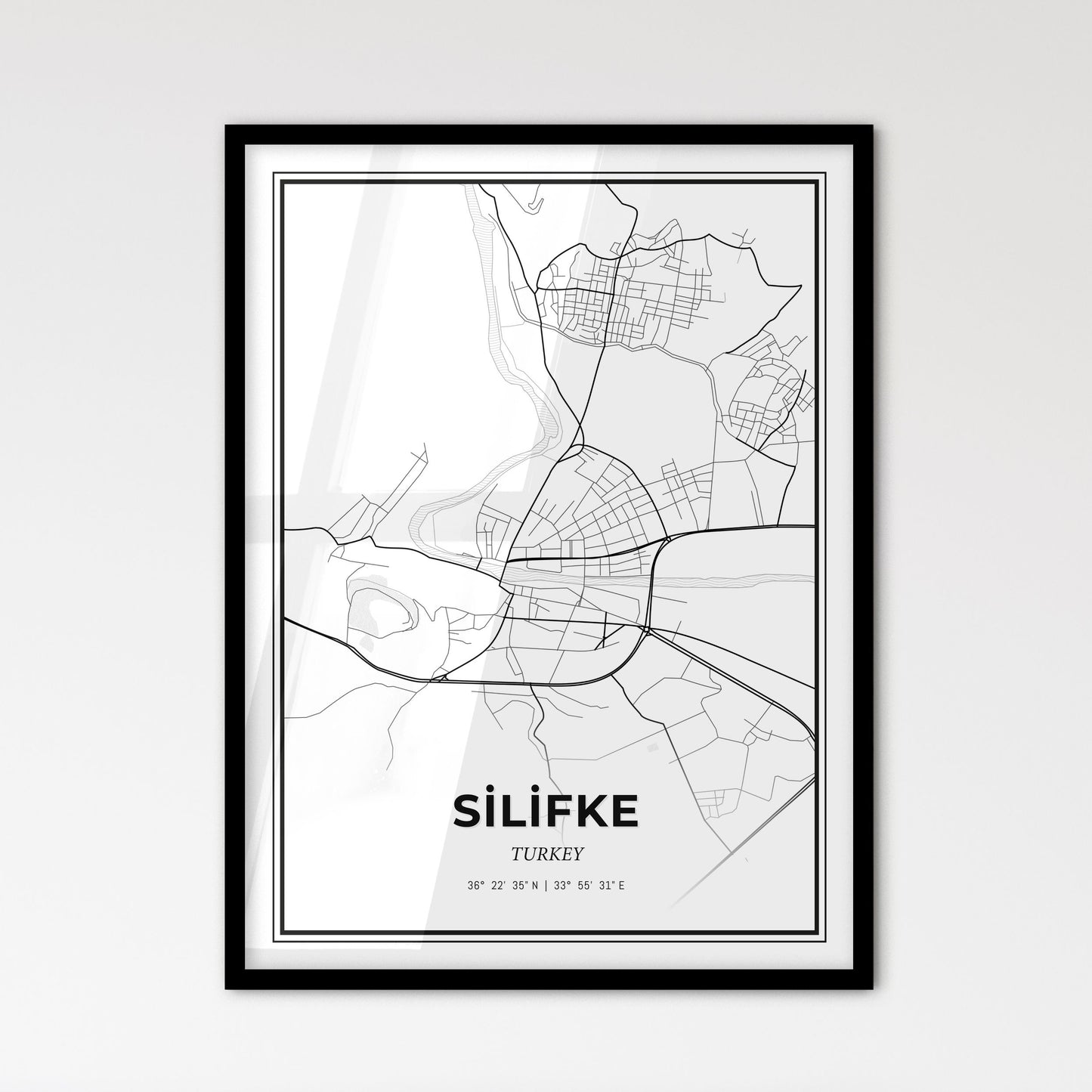 Silifke Turkey - Scandinavian Style City Map for Modern Home Decor