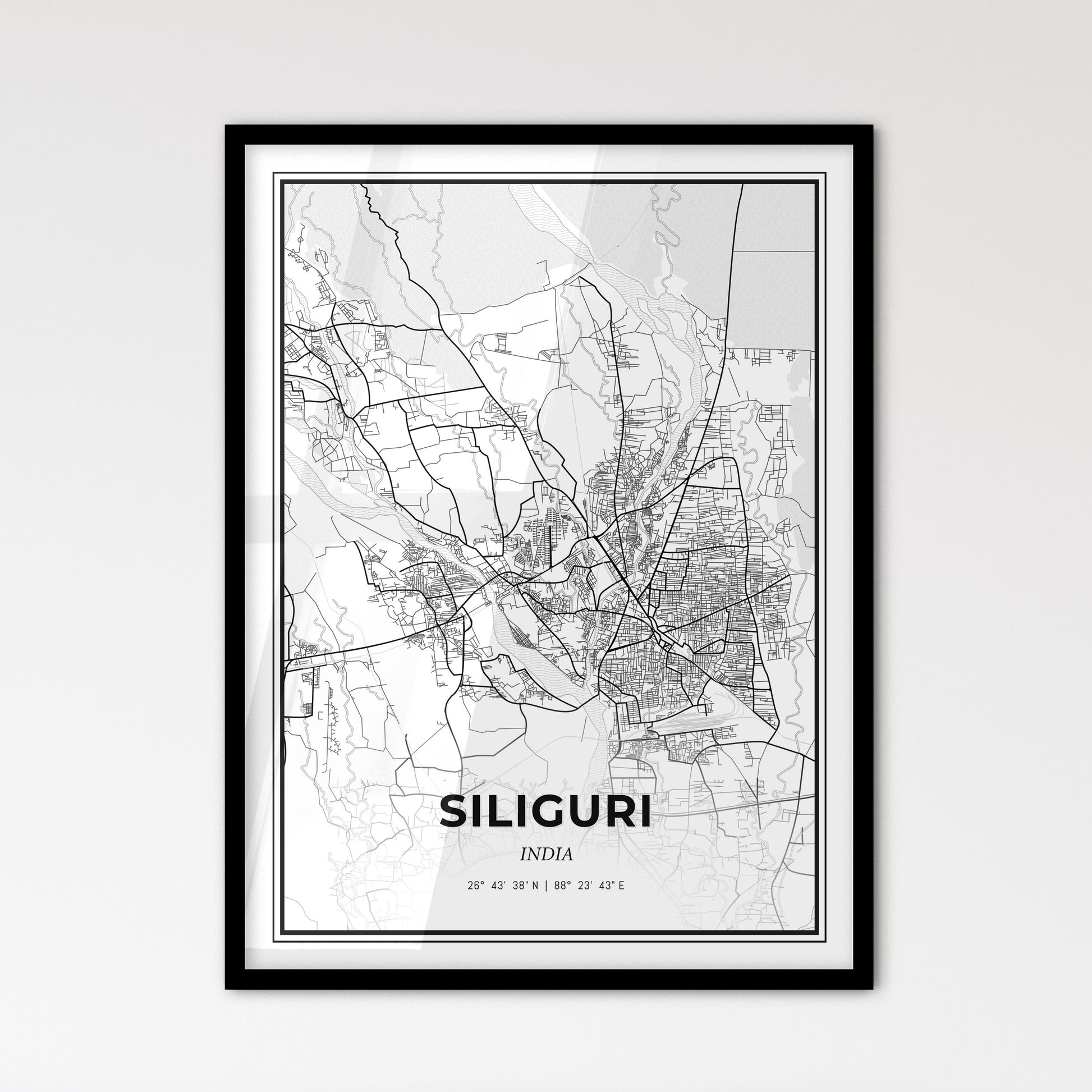 Siliguri India - Scandinavian Style City Map for Modern Home Decor