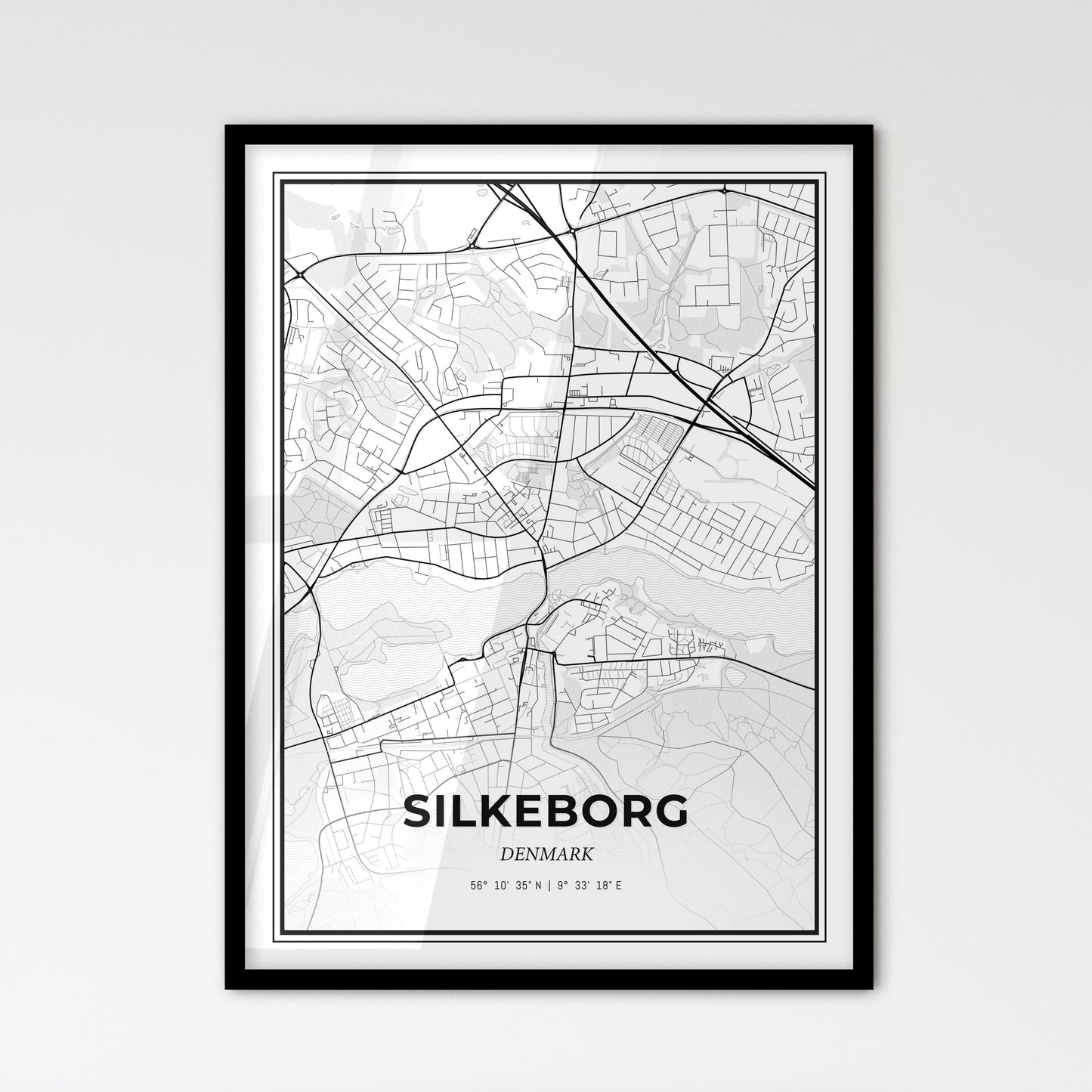 Silkeborg Denmark - Scandinavian Style City Map for Modern Home Decor