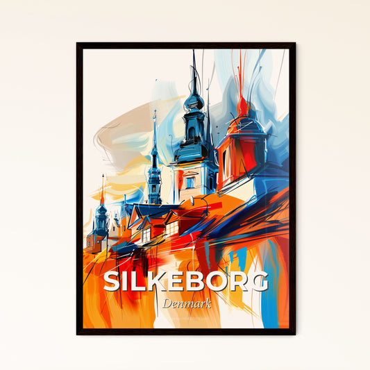 Vibrant Silkeborg, Denmark - A Painting Of A Building With Towers