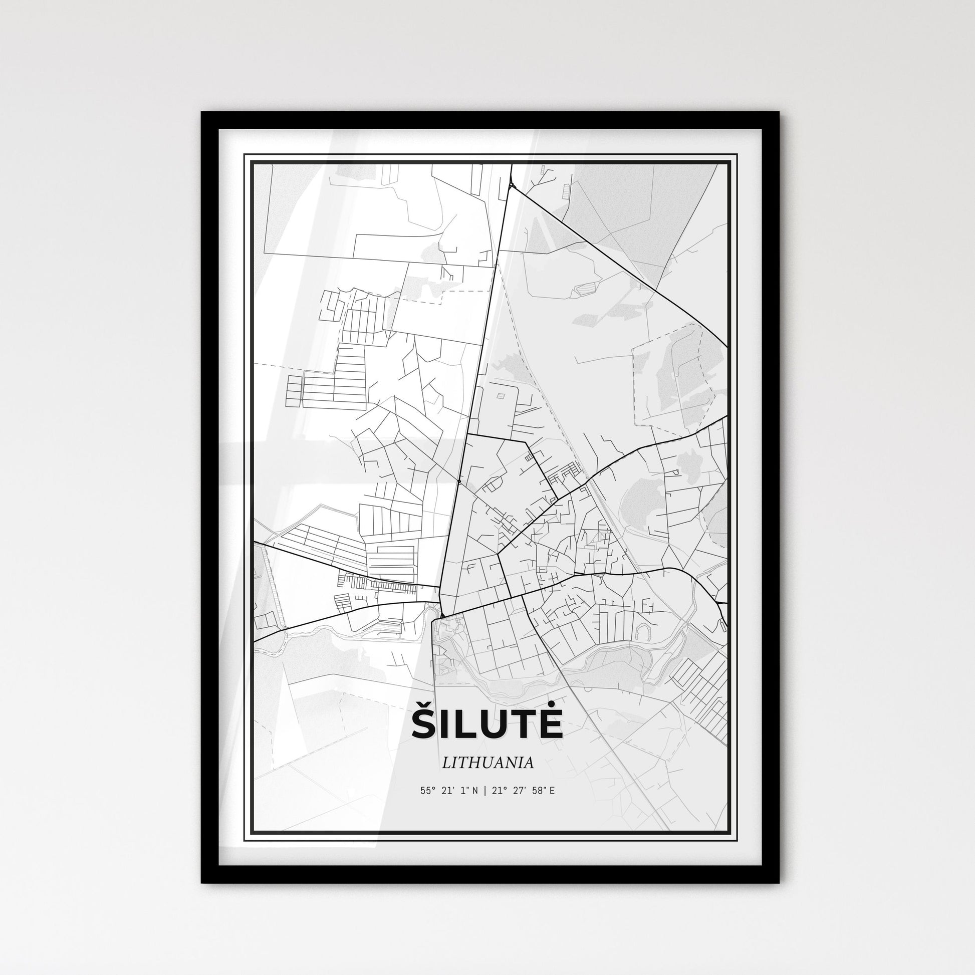 Šilutė Lithuania - Scandinavian Style City Map for Modern Home Decor