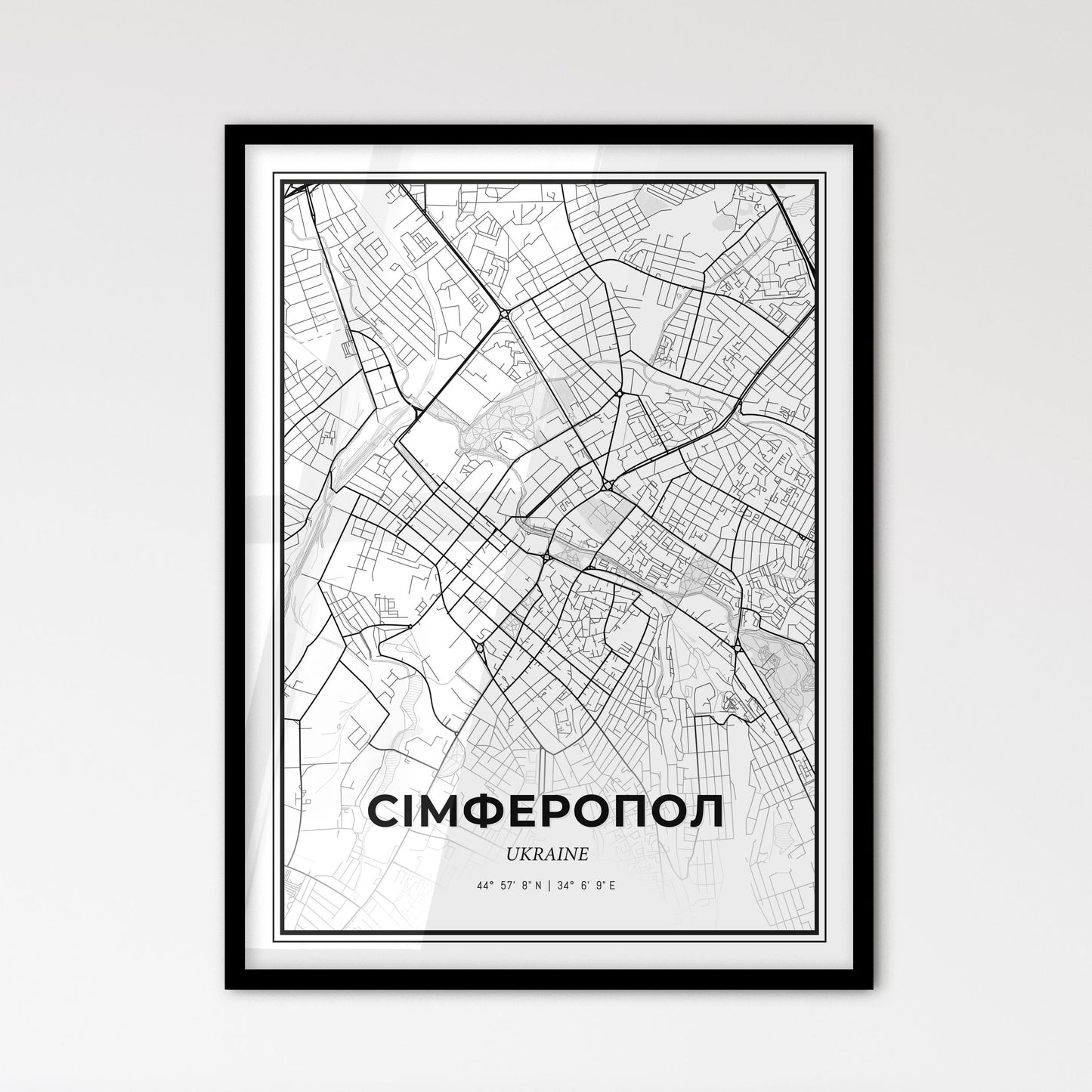 Simferopol Ukraine - Scandinavian Style City Map for Modern Home Decor