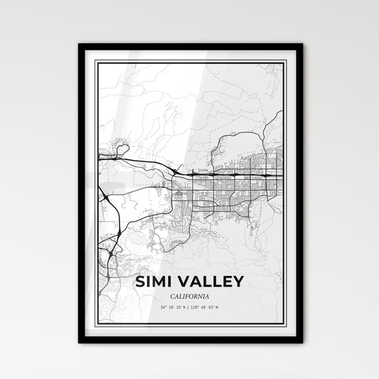 Simi Valley California - Scandinavian Style City Map for Modern Home Decor