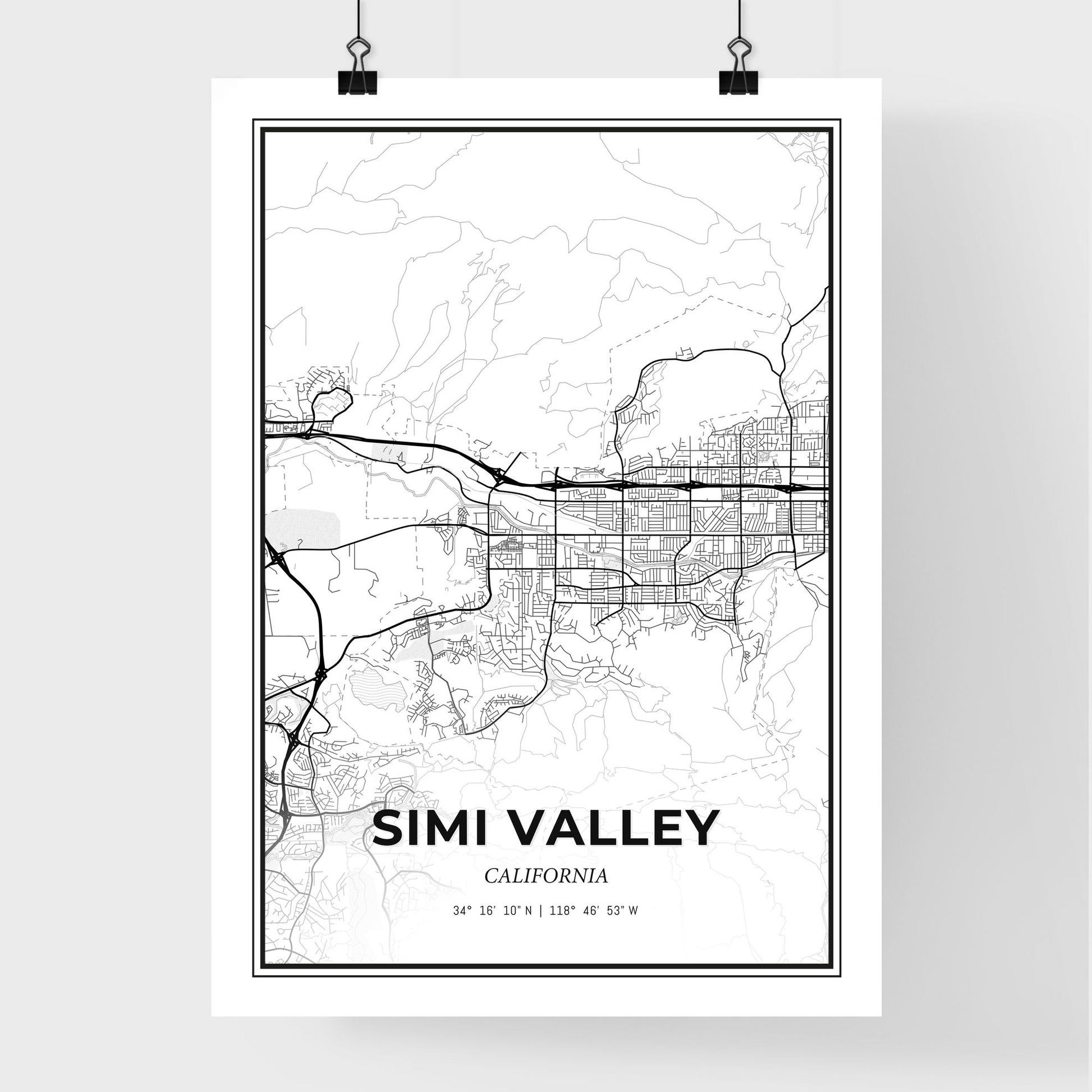 Simi Valley California - Premium City Map Poster