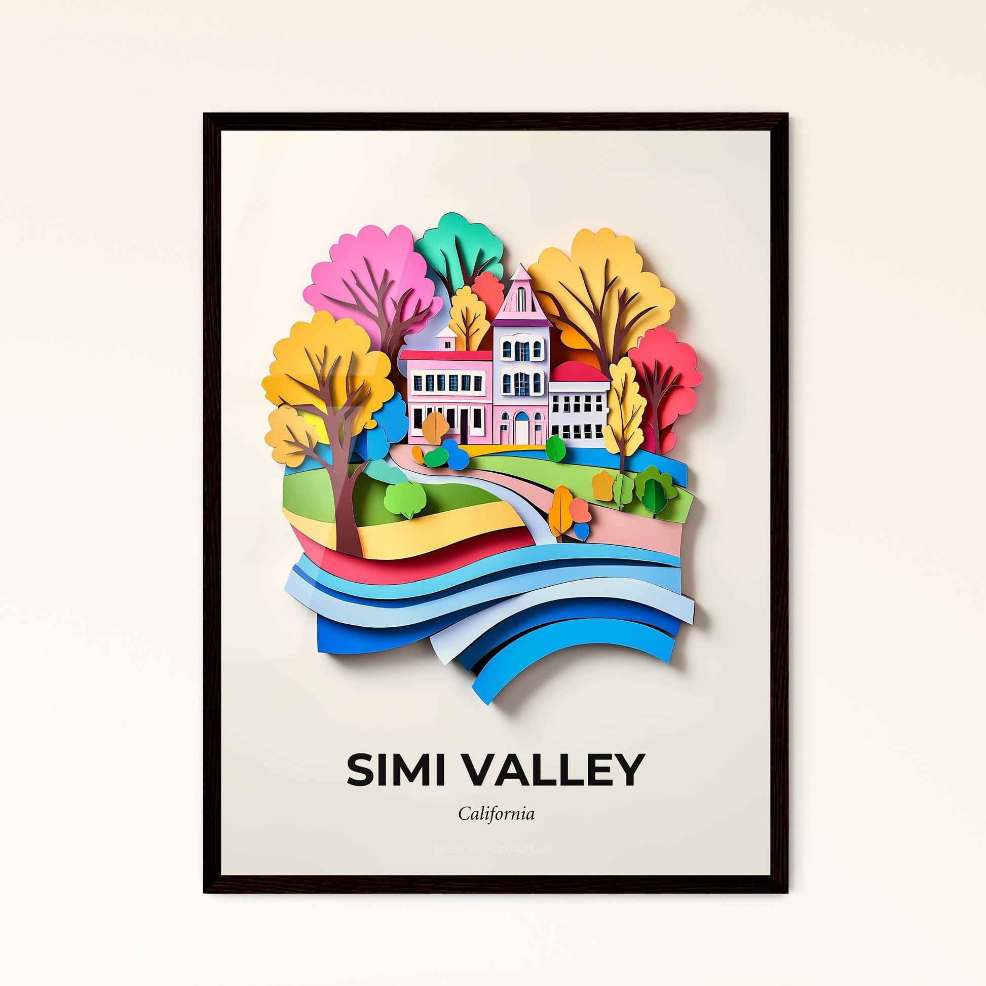 Vivid Simi Valley, California - a paper cut of a house and trees