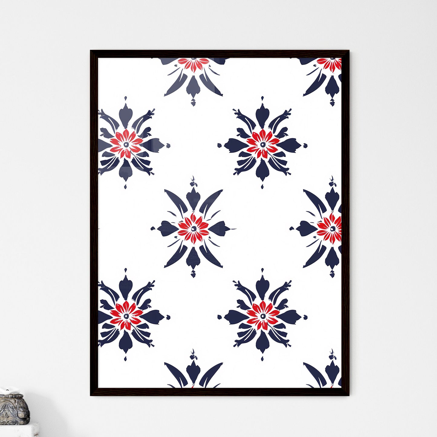Vibrant bohemian floral pattern on white bac - Framed Art Print